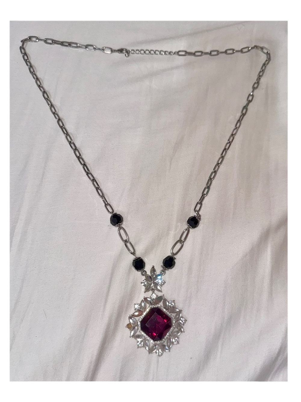Vintage Ruby Silver Necklace